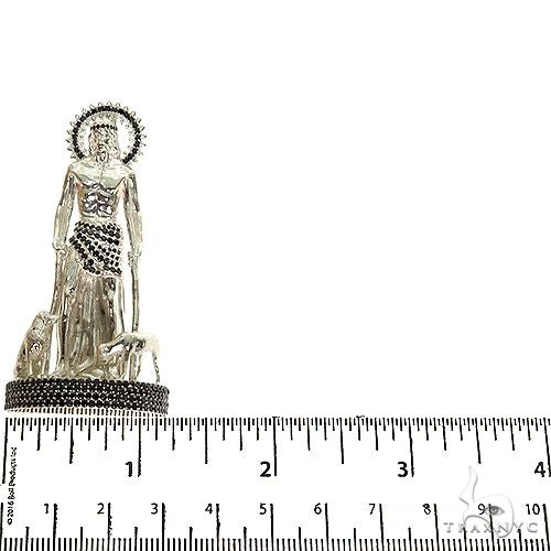 Medium .925 Silver St. Lazarus Black Diamond Pendant 67598 - Image 6