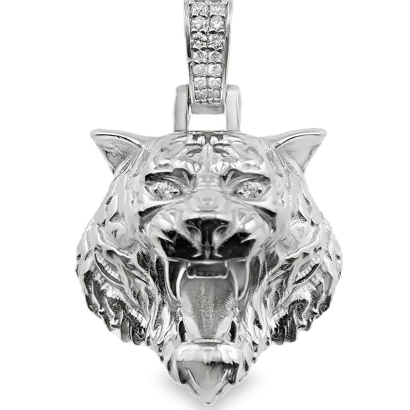 .925 Silver Tiger Head Pendant Small 70737 - Image 1