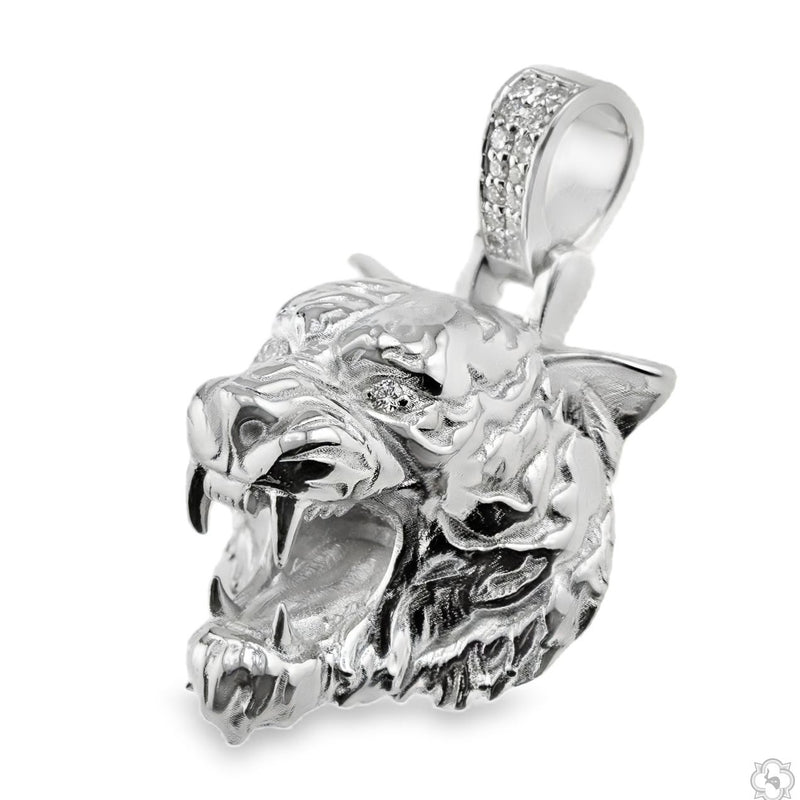 .925 Silver Tiger Head Pendant Small 70737 - Image 2