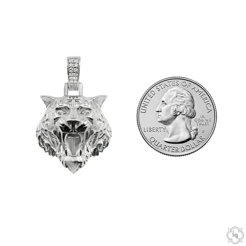 .925 Silver Tiger Head Pendant Small 70737 - Image 7