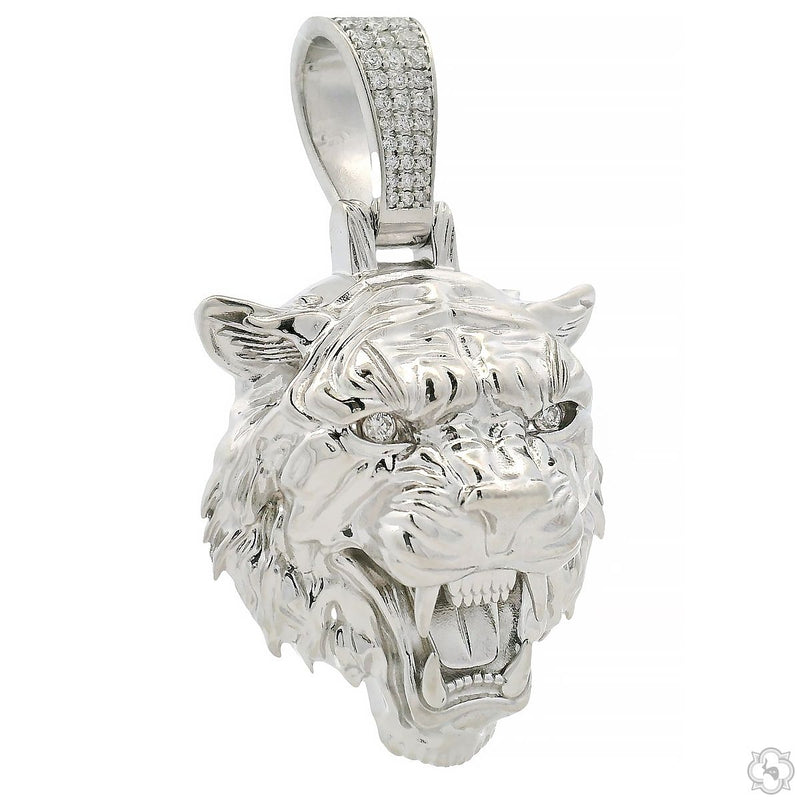 .925 Silver Tiger Head Pendant -Large 68965 - Image 2