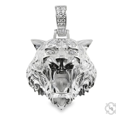 .925 Silver Tiger Head Pendant 2 -Large 70675 - Image 1
