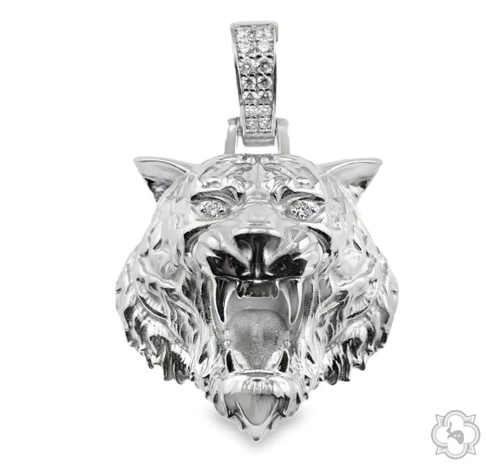 .925 Silver Tiger Head Pendant 2 -Large 70675 - Image 1