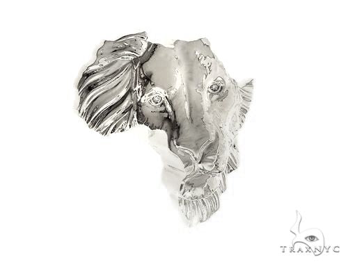 .925 Silver  Small African Lion Face Pendant 66467 - Image 2