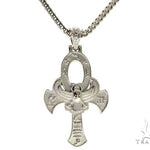 .925 Sterling Silver TraxNYC's Mystique Ankh Cross Crucifix Franco Chain S 61366 - Image 1