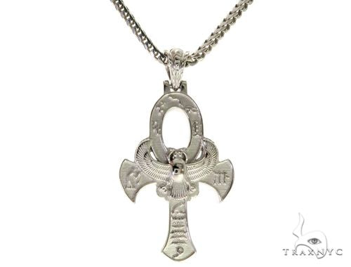 .925 Sterling Silver TraxNYC's Mystique Ankh Cross Crucifix Franco Chain S 61366 - Image 1