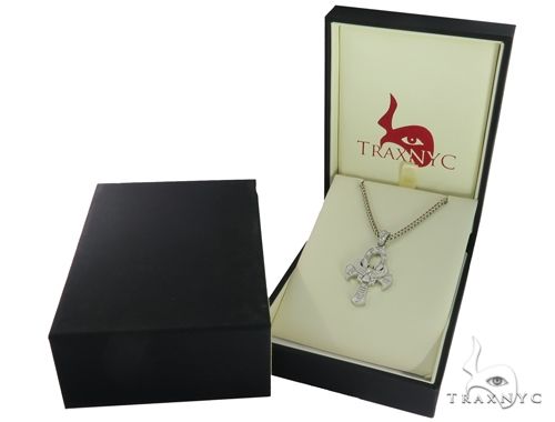 .925 Sterling Silver TraxNYC's Mystique Ankh Cross Crucifix Franco Chain S 61366 - Image 6