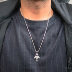 .925 Sterling Silver TraxNYC's Mystique Ankh Cross Crucifix Franco Chain S 61366 - Image 8