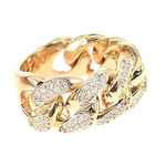 14K Yellow Gold 12mm 2 Row Diamond Miami Cuban Ring 65029