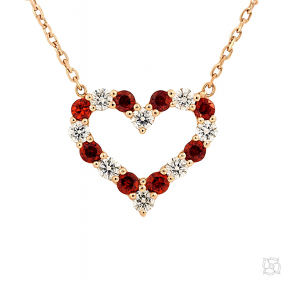 Red Sapphire Diamond Heart Necklace 67482